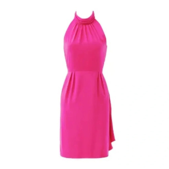Carmen Marc Valvo Fuchsia Ruffle Halter Dress - Picture 5 of 11